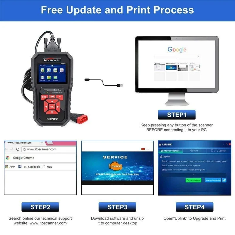 KW850 OBD2 Selbstdiagnosescanner Universal-OBD-Autodiagnosewerkzeug ODB2 Check Engine Kfz-Autocodeleser Schwarz