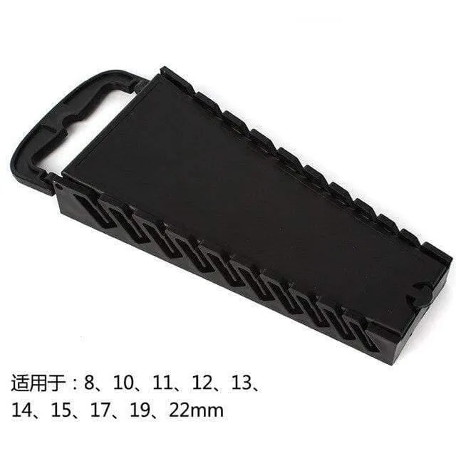 16 Schlitz Standard-Schraubenschlüssel-Cliphalter Kunststoffschienenablage Schraubenschlüsselregal Aufbewahrungswerkzeug Organizer Tasche Garagenschlüsselhalter 7-22mm