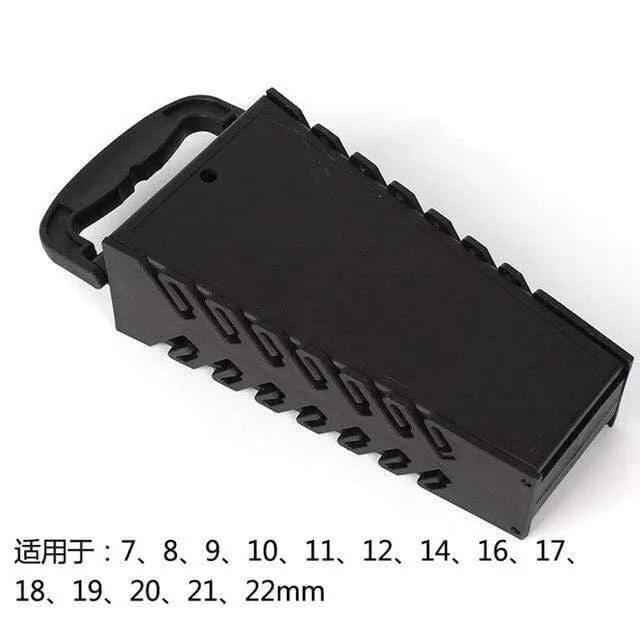 16 Schlitz Standard-Schraubenschlüssel-Cliphalter Kunststoffschienenablage Schraubenschlüsselregal Aufbewahrungswerkzeug Organizer Tasche Garagenschlüsselhalter 7-22mm