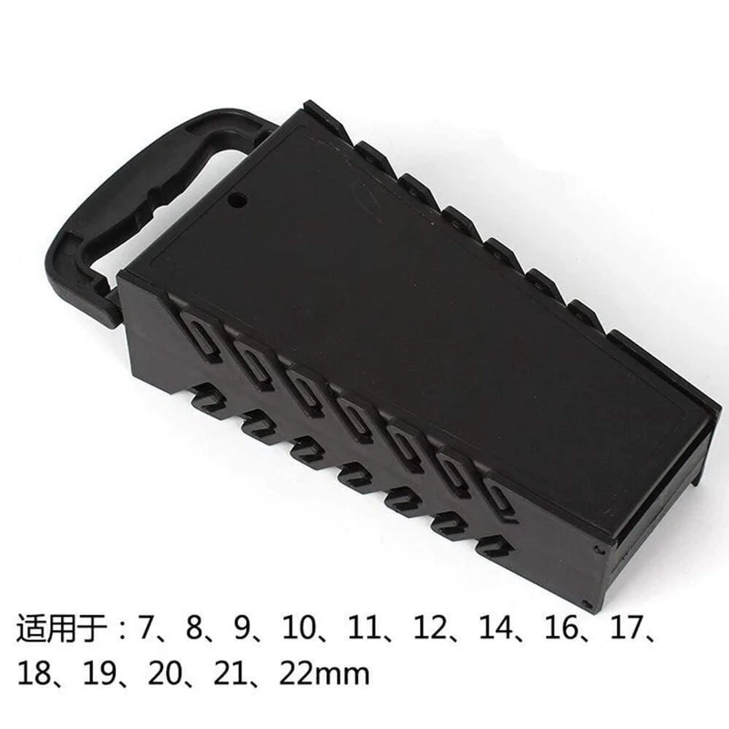 16 Schlitz Standard-Schraubenschlüssel-Cliphalter Kunststoffschienenablage Schraubenschlüsselregal Aufbewahrungswerkzeug Organizer Tasche Garagenschlüsselhalter 7-22mm