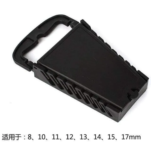 16 Schlitz Standard-Schraubenschlüssel-Cliphalter Kunststoffschienenablage Schraubenschlüsselregal Aufbewahrungswerkzeug Organizer Tasche Garagenschlüsselhalter 7-22mm