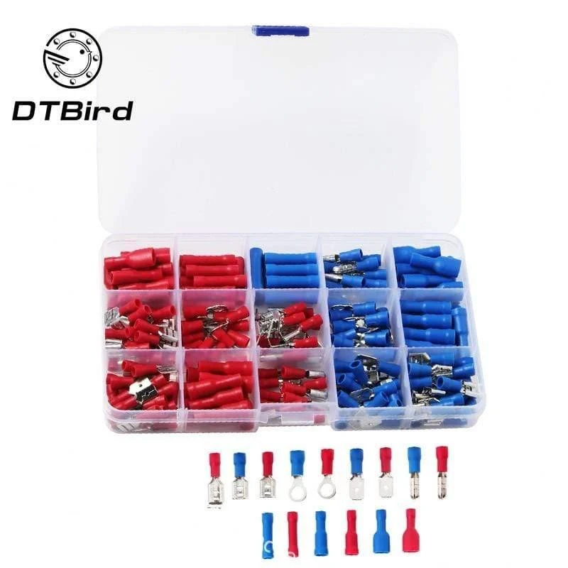 200PCS Elektrische Kabel Terminal Anschluss Werkzeug Verschiedene Elektrische Gabel Ring Spaten Crimp Terminal Draht Stecker Box Kit