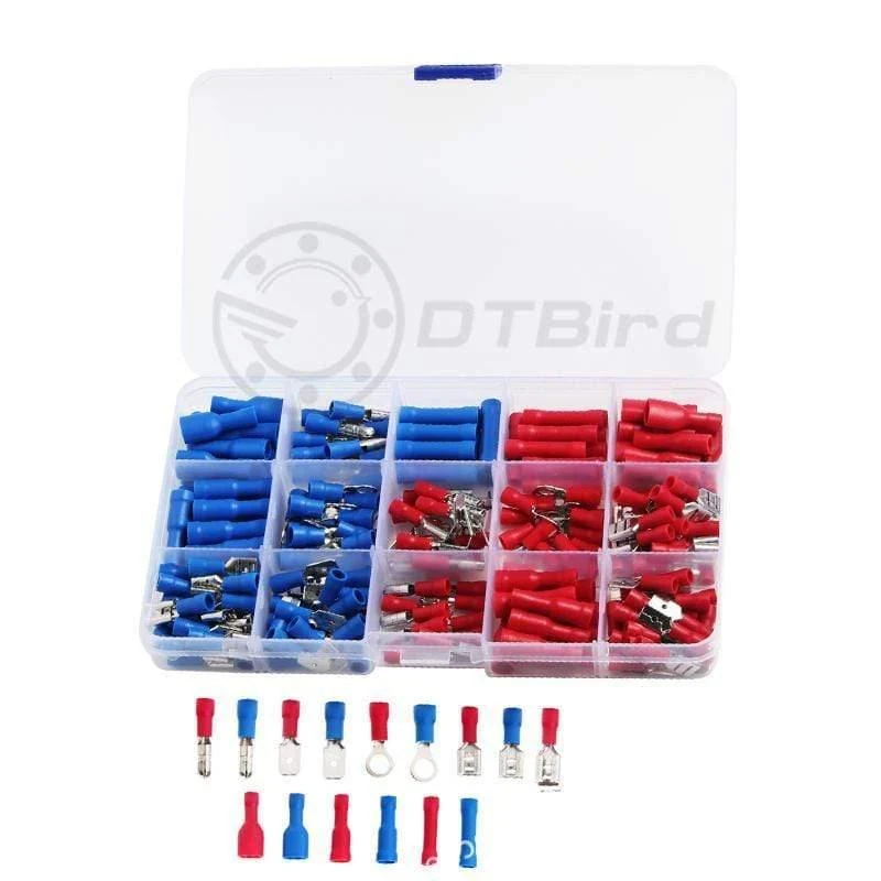 200PCS Elektrische Kabel Terminal Anschluss Werkzeug Verschiedene Elektrische Gabel Ring Spaten Crimp Terminal Draht Stecker Box Kit