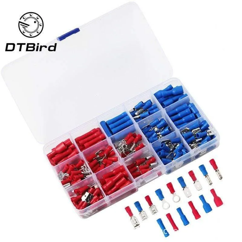 200PCS Elektrische Kabel Terminal Anschluss Werkzeug Verschiedene Elektrische Gabel Ring Spaten Crimp Terminal Draht Stecker Box Kit