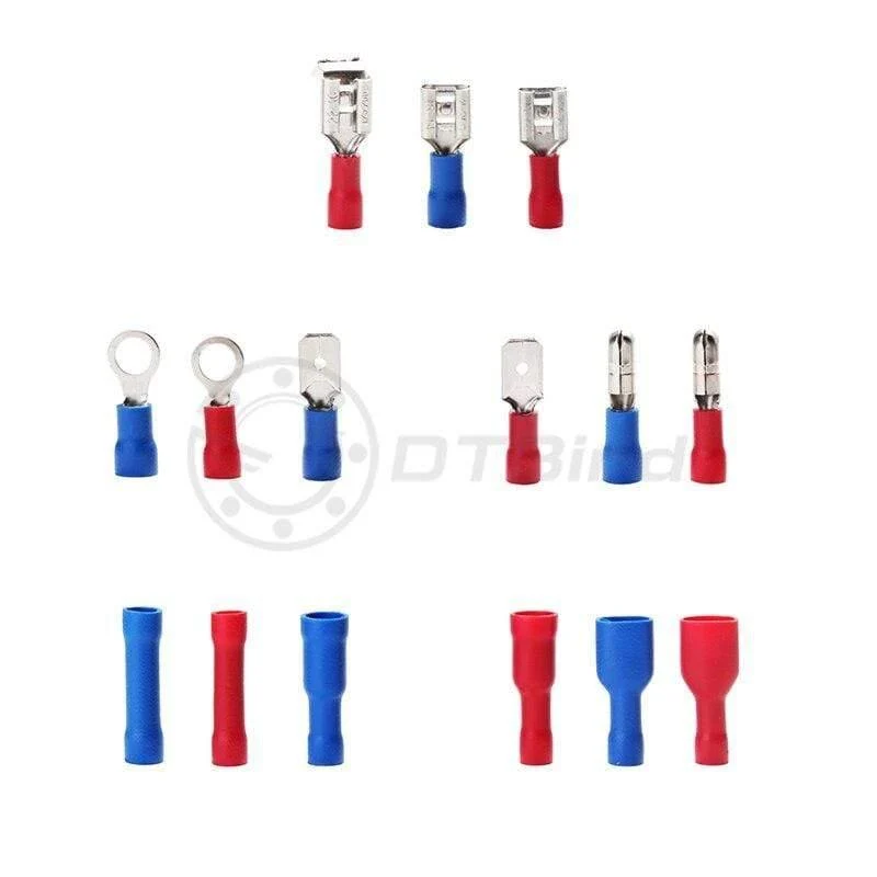 200PCS Elektrische Kabel Terminal Anschluss Werkzeug Verschiedene Elektrische Gabel Ring Spaten Crimp Terminal Draht Stecker Box Kit