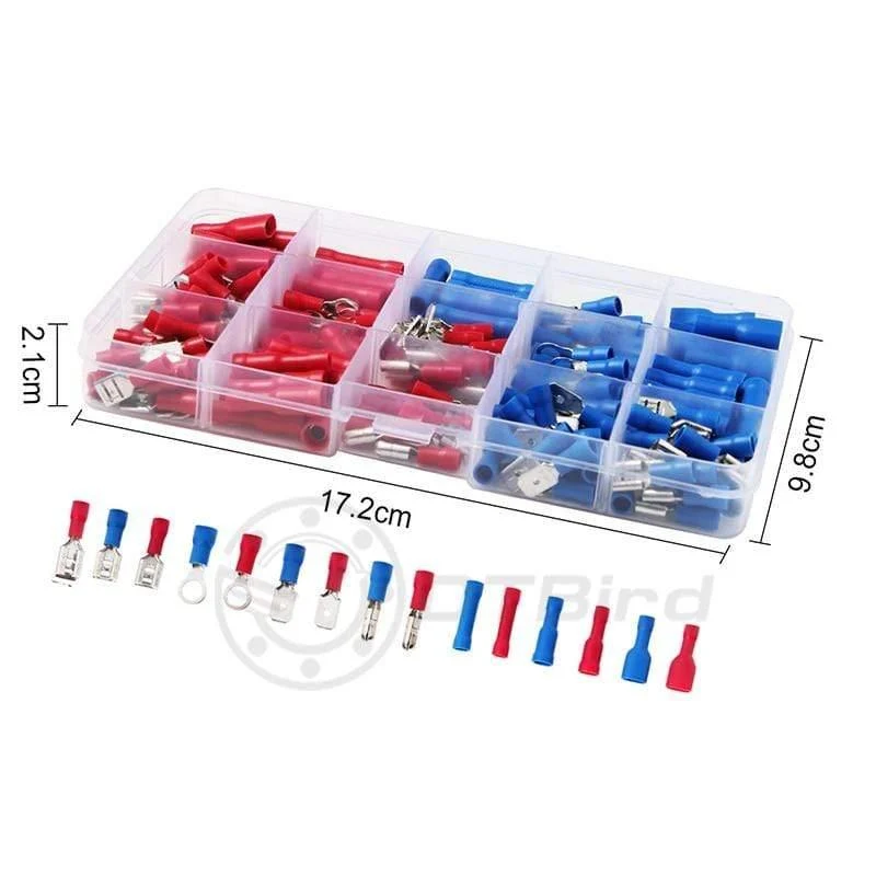 200PCS Elektrische Kabel Terminal Anschluss Werkzeug Verschiedene Elektrische Gabel Ring Spaten Crimp Terminal Draht Stecker Box Kit