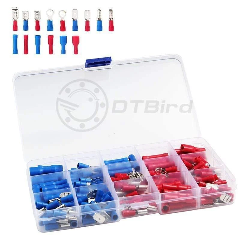 200PCS Elektrische Kabel Terminal Anschluss Werkzeug Verschiedene Elektrische Gabel Ring Spaten Crimp Terminal Draht Stecker Box Kit