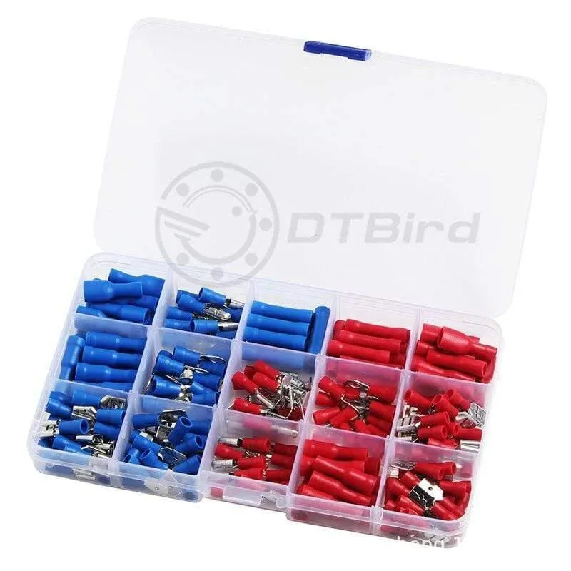 200PCS Elektrische Kabel Terminal Anschluss Werkzeug Verschiedene Elektrische Gabel Ring Spaten Crimp Terminal Draht Stecker Box Kit