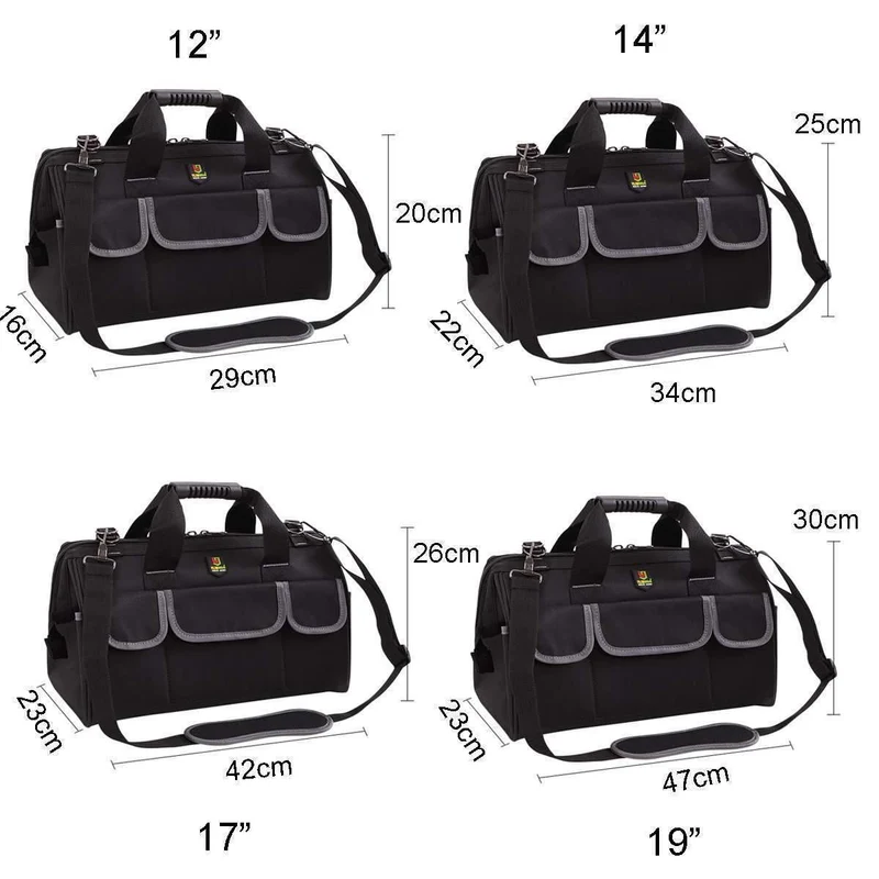 Oxford-Werkzeugtasche, wasserdichte Aufbewahrungstasche für Handwerkzeuge, Elektrikertasche, große Kapazität, Aufbewahrungstasche für Werkzeuge, 12/14/17/19 Zoll