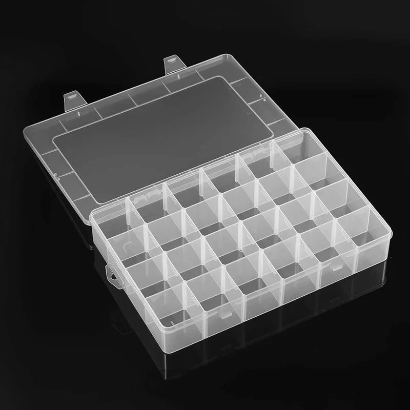 24 Grids Transparent Große Einstellbare Kunststoff Vorratsbehälter Schmuck Perle Badzubehör Werkzeuge Organizer Box