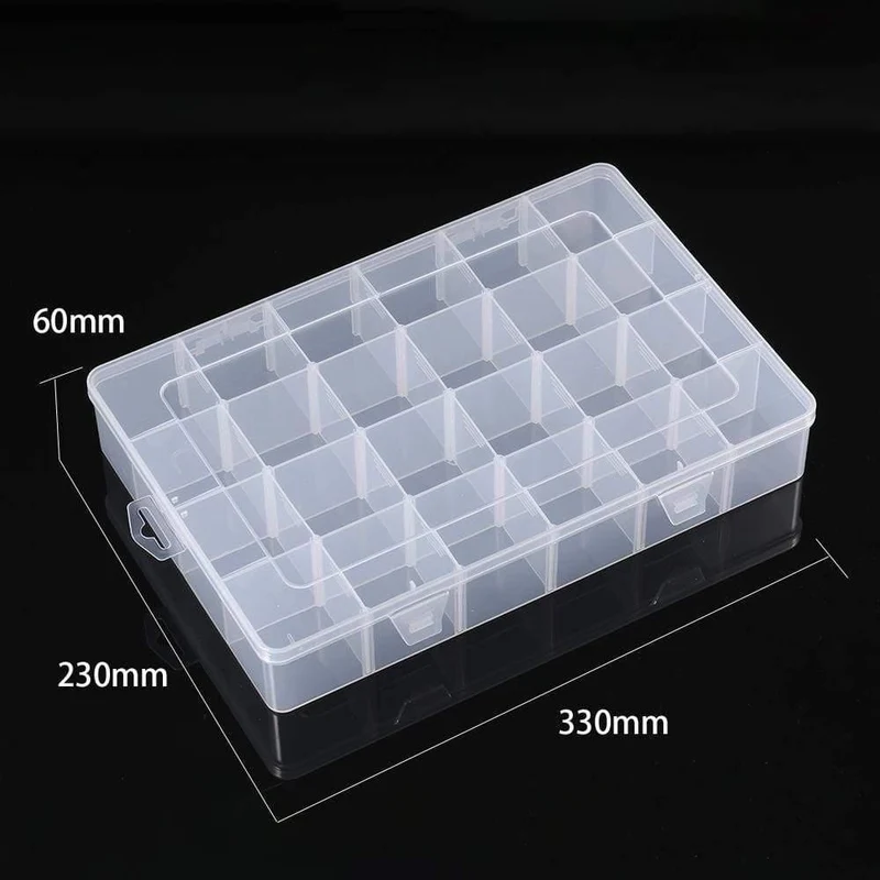24 Grids Transparent Große Einstellbare Kunststoff Vorratsbehälter Schmuck Perle Badzubehör Werkzeuge Organizer Box