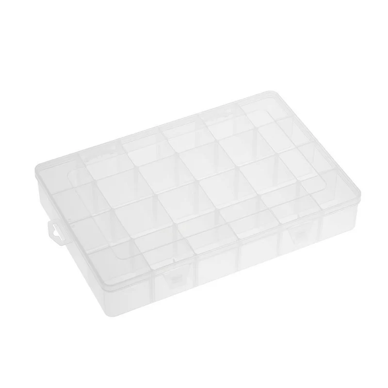 24 Grids Transparent Große Einstellbare Kunststoff Vorratsbehälter Schmuck Perle Badzubehör Werkzeuge Organizer Box