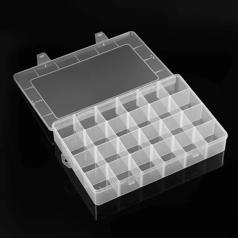24 Grids Transparent Große Einstellbare Kunststoff Vorratsbehälter Schmuck Perle Badzubehör Werkzeuge Organizer Box