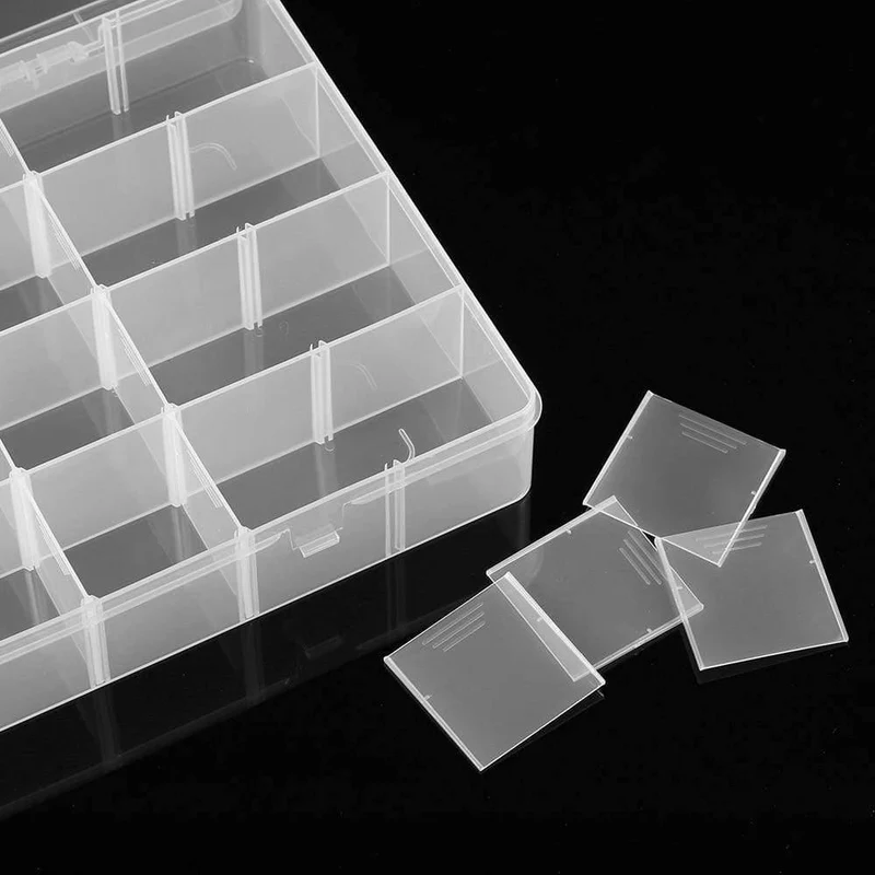 24 Grids Transparent Große Einstellbare Kunststoff Vorratsbehälter Schmuck Perle Badzubehör Werkzeuge Organizer Box