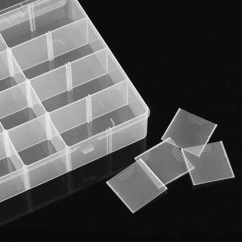 24 Grids Transparent Große Einstellbare Kunststoff Vorratsbehälter Schmuck Perle Badzubehör Werkzeuge Organizer Box