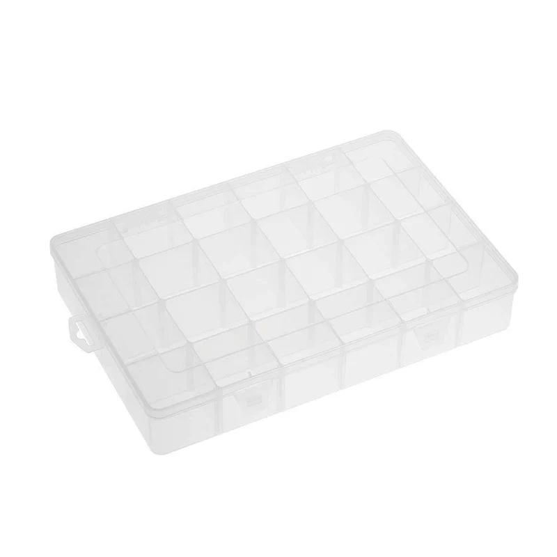 24 Grids Transparent Große Einstellbare Kunststoff Vorratsbehälter Schmuck Perle Badzubehör Werkzeuge Organizer Box