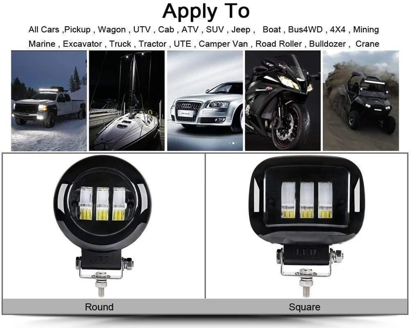 6D Objektiv 5 Zoll Runde Quadratische Led-arbeitslicht 12 V Für Auto 4WD ATV SUV UTV Lkw 4x4 Offroad Motorrad Auto Arbeiten Fahren Lichter