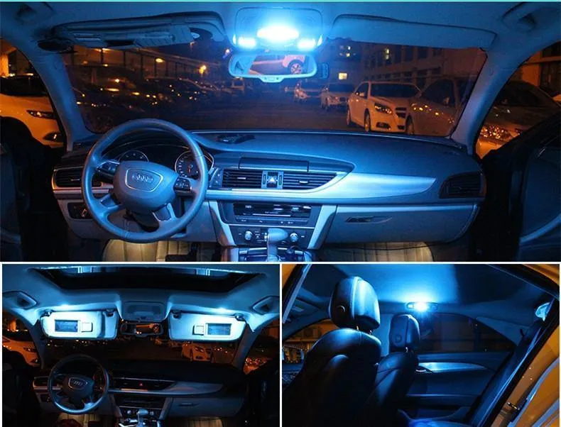 9PC Fehlerfrei Weißes LED-Innenlicht-Paket-Kit für Mitsubishi pajero 2007-2014-Zubehör Lesetürleuchten weiß blau