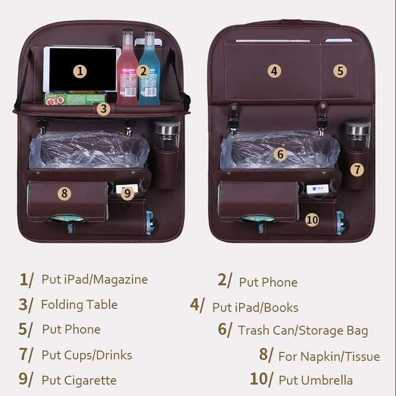 Autositz Organizer PU Leder Auto Rückenlehne Aufbewahrungstasche Multifunktionsbehälter Tasse iPad Handyhalter Srorage Solutions