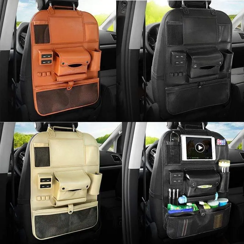 Zubehör Autositz-Organizer Innenraum Auto-Rücksitz-Aufbewahrungstasche Universelle Reisetasche 4 USB-Lade-Handy für Kinder