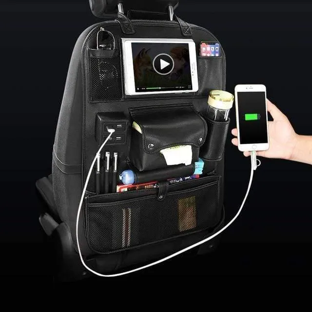 Zubehör Autositz-Organizer Innenraum Auto-Rücksitz-Aufbewahrungstasche Universelle Reisetasche 4 USB-Lade-Handy für Kinder
