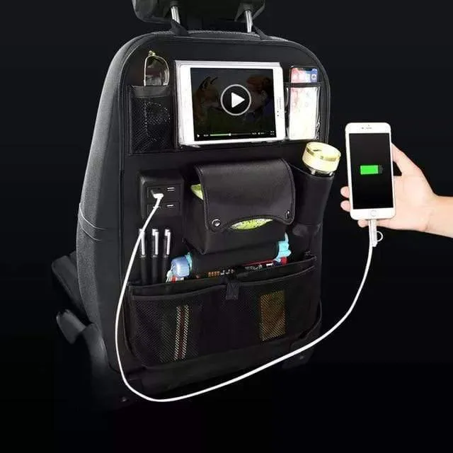 Zubehör Autositz-Organizer Innenraum Auto-Rücksitz-Aufbewahrungstasche Universelle Reisetasche 4 USB-Lade-Handy für Kinder