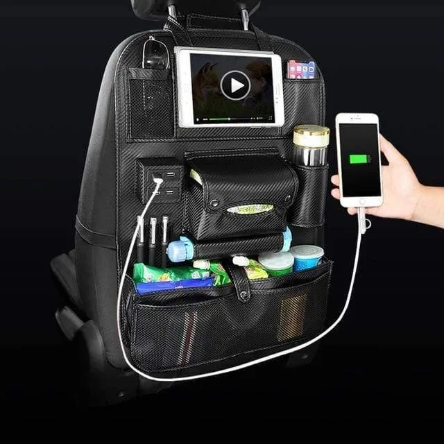 Zubehör Autositz-Organizer Innenraum Auto-Rücksitz-Aufbewahrungstasche Universelle Reisetasche 4 USB-Lade-Handy für Kinder