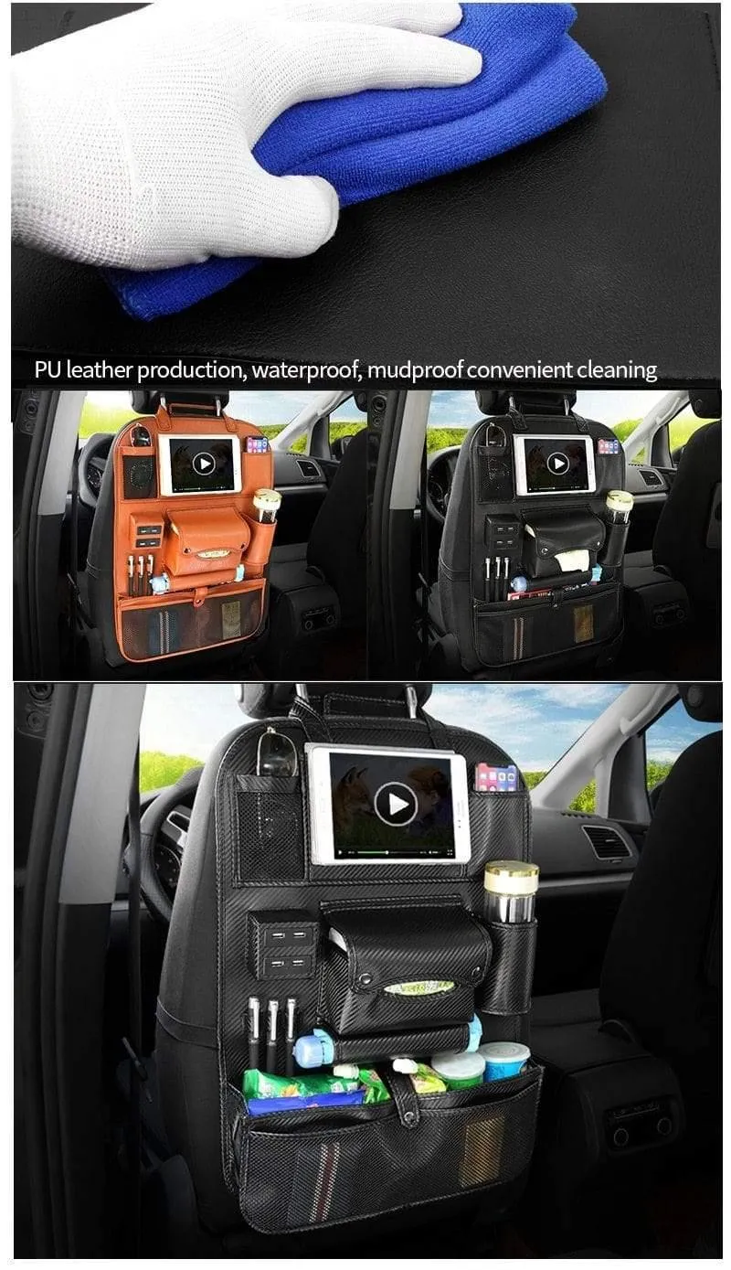 Zubehör Autositz-Organizer Innenraum Auto-Rücksitz-Aufbewahrungstasche Universelle Reisetasche 4 USB-Lade-Handy für Kinder