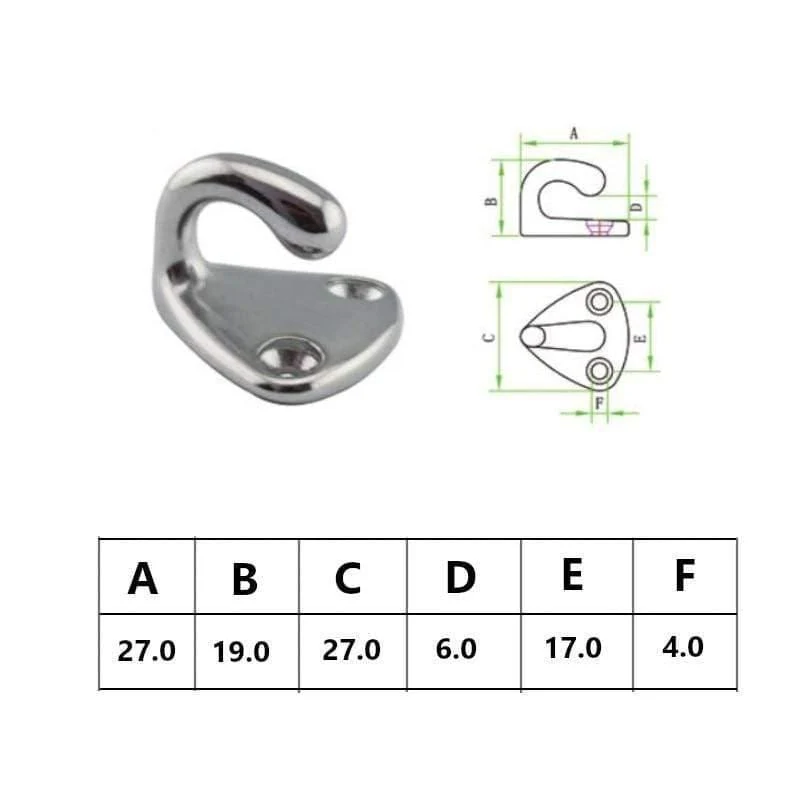 10 stücke Marine 316 Edelstahl Mini Boot Fender Haken Karabiner Pad Auge Marine Segeln Silber Fender Haken 27mm x 27mm