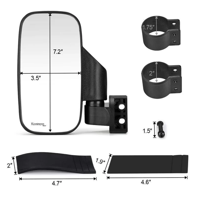 1.75 "2" UTV Spiegel Seitenspiegel für Polaris RZR PRO XP 800 900 1000 Ranger für Can Am Racing Mirror