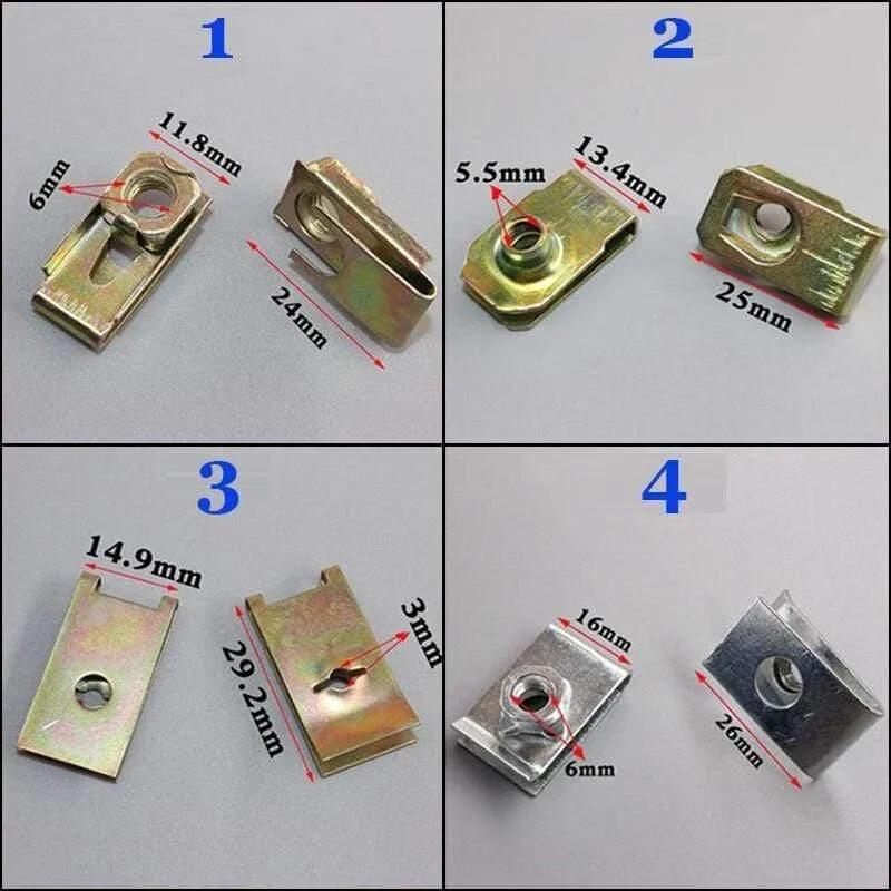 165Pcs U Typ Auto Verschluss Dichtung Feste Schraube Metall Clips Für Auto Tür Panel Kotflügel Auto Zubehör