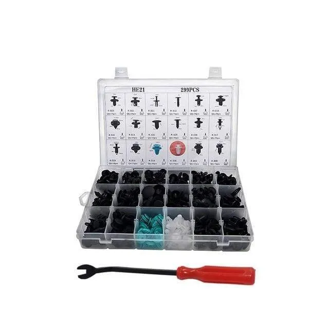 Auto-Schraubensatz, Karosserie-Kunststoff-Druckstift-Nieten, Befestigungselemente, Zierclip-Reparatur-Sortiment, Werkzeugsatz, 100 350 299 415 Teilig