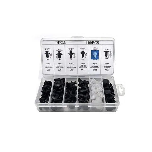Auto-Schraubensatz, Karosserie-Kunststoff-Druckstift-Nieten, Befestigungselemente, Zierclip-Reparatur-Sortiment, Werkzeugsatz, 100 350 299 415 Teilig