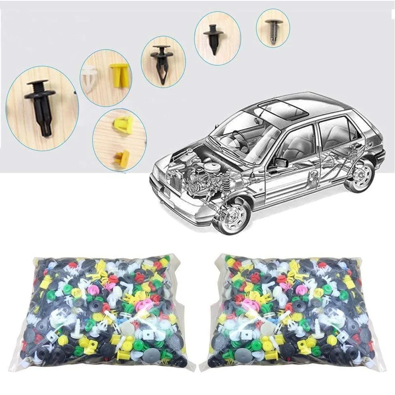 1000PCS Installieren Werkzeuge Auto Schnallen Mixed Auto Fastener Auto Tür Stoßstange Kotflügel Niet Retainer Clips Zubehör