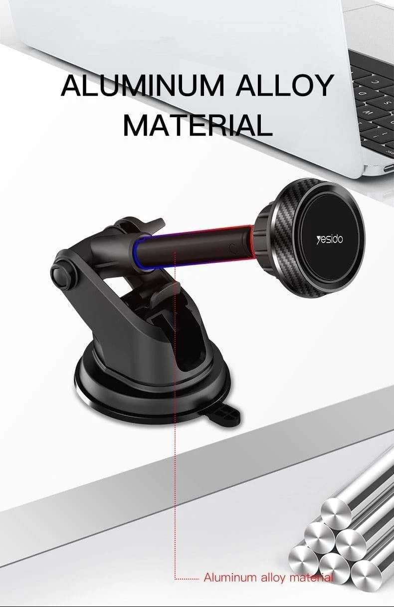 Magnetischer Autotelefonhalter mit Teleskopstange, Armaturenbrett, Windschutzscheibe, 360° drehbar, Metall-Saugnapf, Autohalterung für iPhone und Samsung