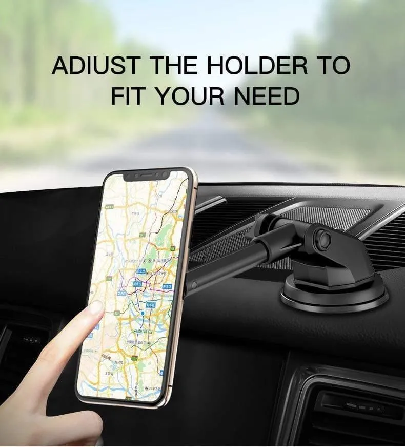 Magnetischer Autotelefonhalter mit Teleskopstange, Armaturenbrett, Windschutzscheibe, 360° drehbar, Metall-Saugnapf, Autohalterung für iPhone und Samsung