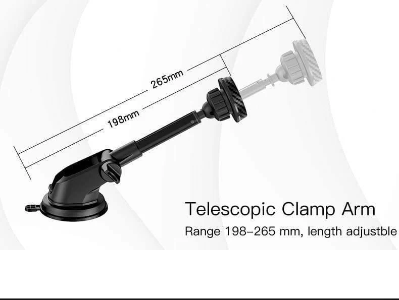 Magnetischer Autotelefonhalter mit Teleskopstange, Armaturenbrett, Windschutzscheibe, 360° drehbar, Metall-Saugnapf, Autohalterung für iPhone und Samsung