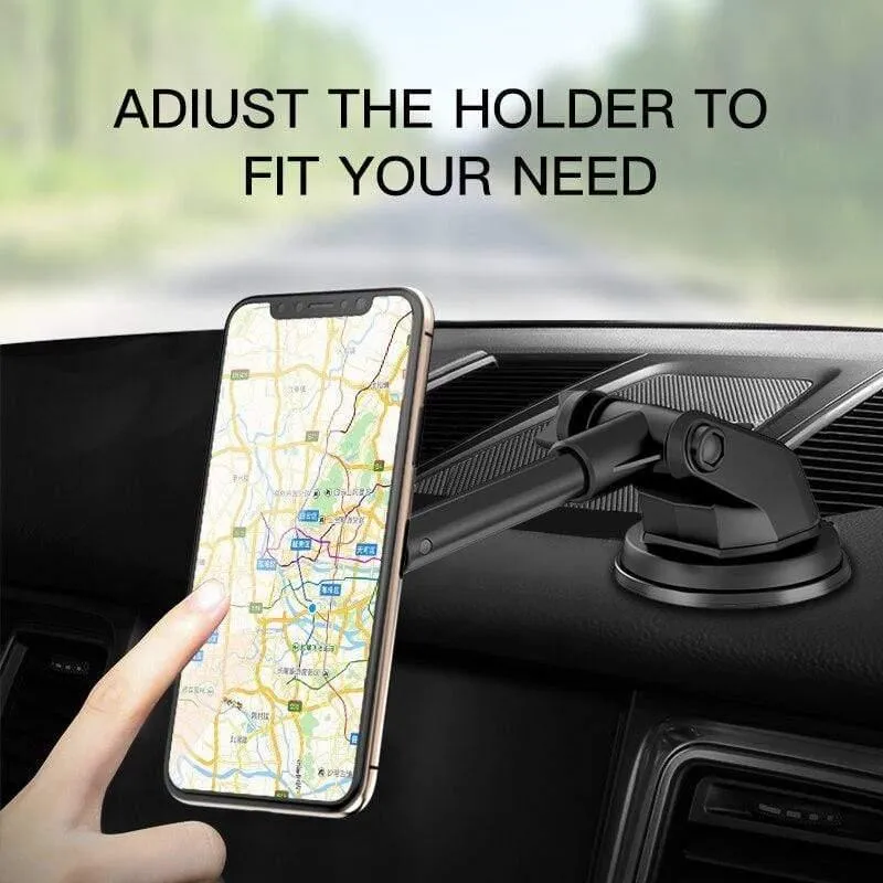 Magnetischer Autotelefonhalter mit Teleskopstange, Armaturenbrett, Windschutzscheibe, 360° drehbar, Metall-Saugnapf, Autohalterung für iPhone und Samsung
