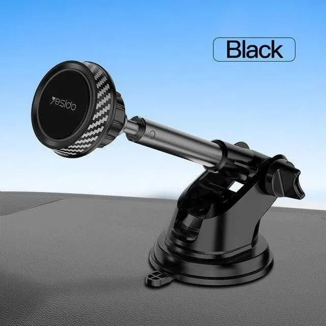 Magnetischer Autotelefonhalter mit Teleskopstange, Armaturenbrett, Windschutzscheibe, 360° drehbar, Metall-Saugnapf, Autohalterung für iPhone und Samsung