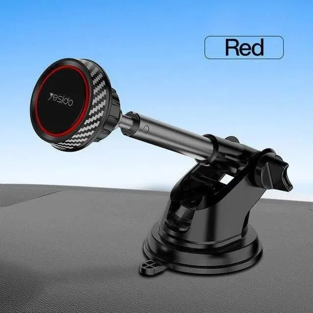 Magnetischer Autotelefonhalter mit Teleskopstange, Armaturenbrett, Windschutzscheibe, 360° drehbar, Metall-Saugnapf, Autohalterung für iPhone und Samsung