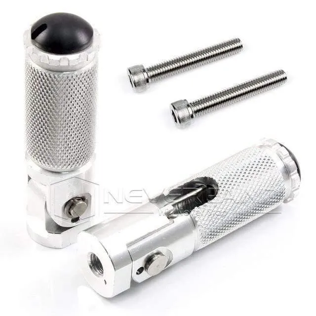 2pcs Black Sliver CNC Aluminium Universal Motorrad Motor Bike Klappfußrasten Fußrasten Fußrasten Pegs Hinterpedale Set Teile