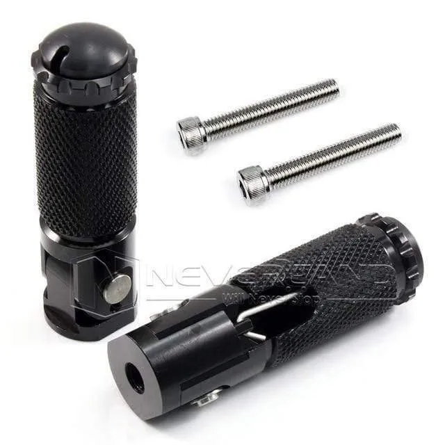 2pcs Black Sliver CNC Aluminium Universal Motorrad Motor Bike Klappfußrasten Fußrasten Fußrasten Pegs Hinterpedale Set Teile