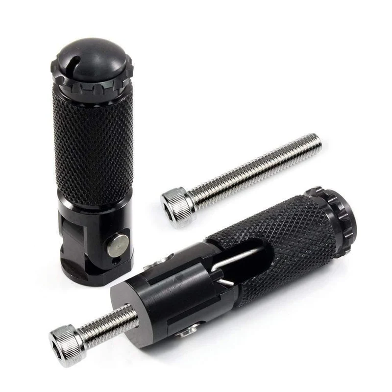 2pcs Black Sliver CNC Aluminium Universal Motorrad Motor Bike Klappfußrasten Fußrasten Fußrasten Pegs Hinterpedale Set Teile
