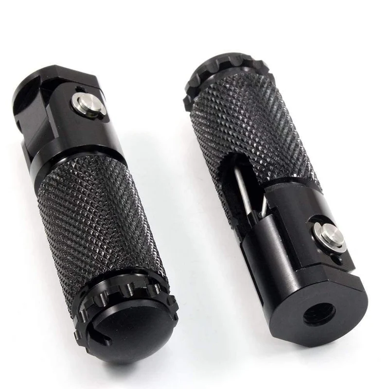 2pcs Black Sliver CNC Aluminium Universal Motorrad Motor Bike Klappfußrasten Fußrasten Fußrasten Pegs Hinterpedale Set Teile