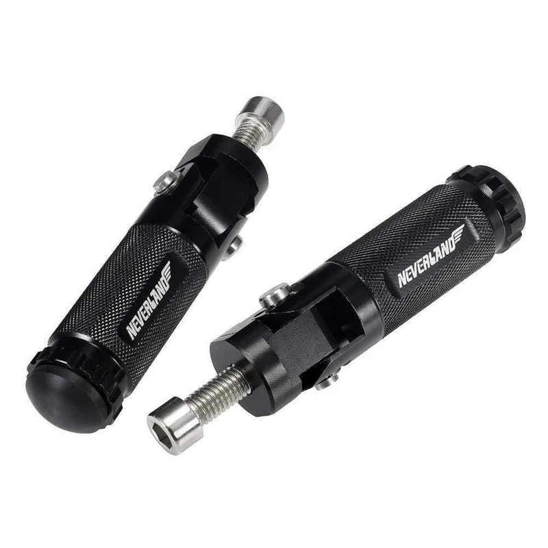 2pcs Black Sliver CNC Aluminium Universal Motorrad Motor Bike Klappfußrasten Fußrasten Fußrasten Pegs Hinterpedale Set Teile