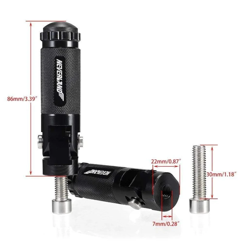 2pcs Black Sliver CNC Aluminium Universal Motorrad Motor Bike Klappfußrasten Fußrasten Fußrasten Pegs Hinterpedale Set Teile