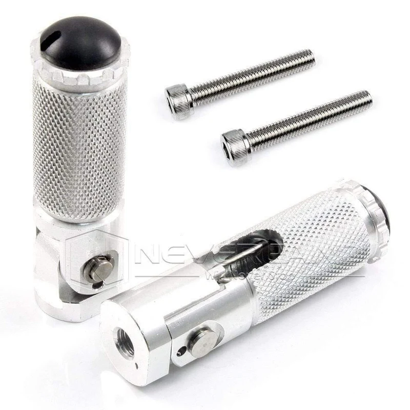 2pcs Black Sliver CNC Aluminium Universal Motorrad Motor Bike Klappfußrasten Fußrasten Fußrasten Pegs Hinterpedale Set Teile