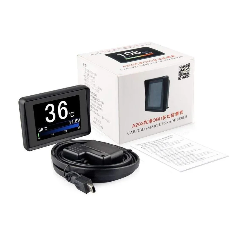 Auto Bordcomputer A203 Auto Digital OBD Computer Display Tachometer Kraftstoffverbrauchsanzeige Temperaturanzeige OBD2