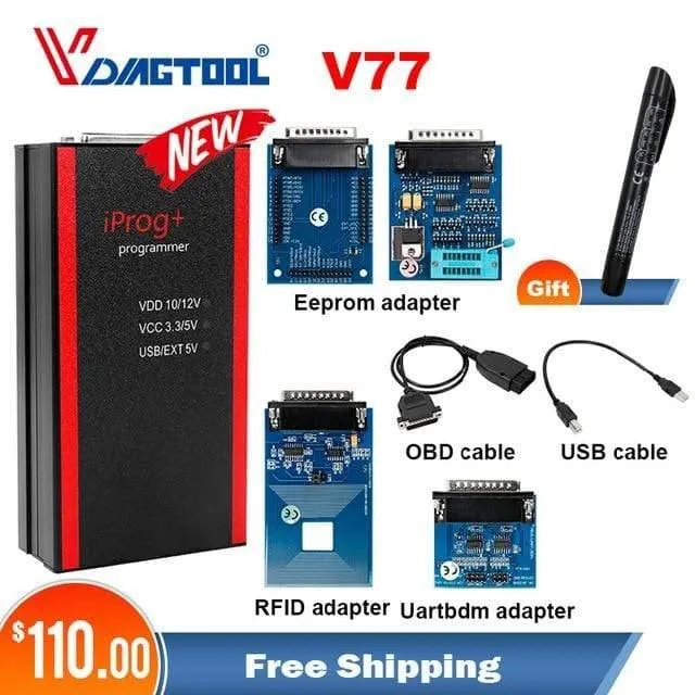 Iprog + Key Programmer-Unterstützung IMMO + Kilometerstandskorrektur + Airbag-Reset Iprog Pro Bis 2019 Ersetzen Sie Carprog / Digiprog / Tango