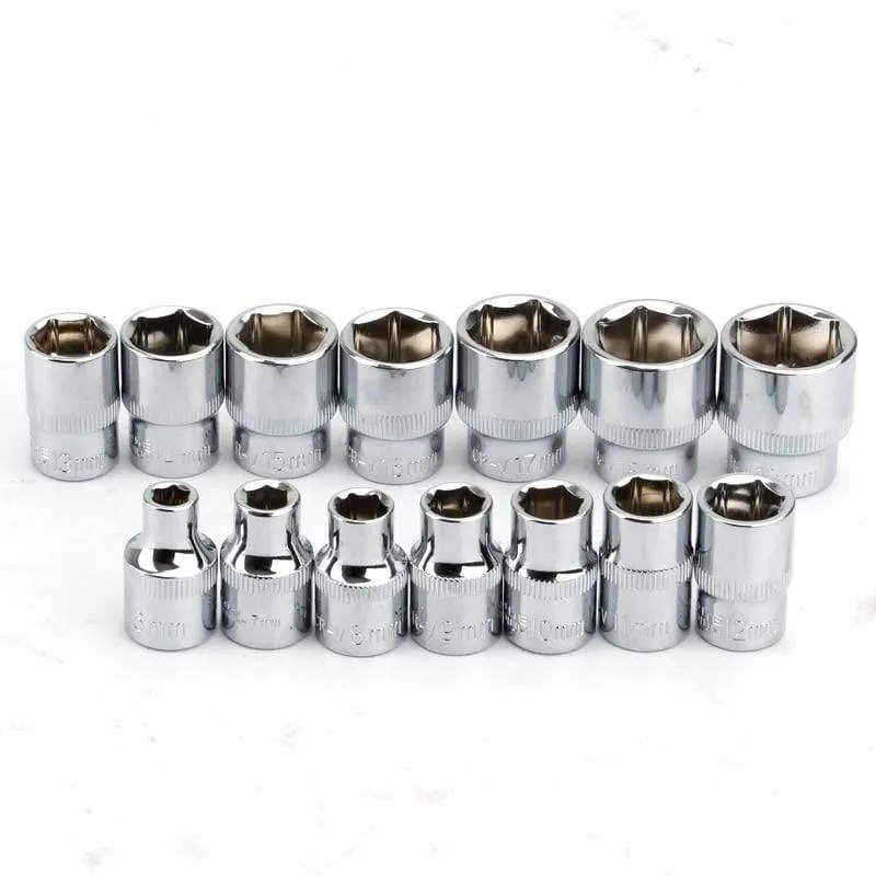 14Pcs 3 / 8 "Steckschlüsselsatz 6 7 8 9 10 11 12 13 14 15mm Steckschlüssel-Satz 16-Steckschlüssel-Satz